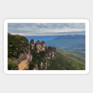 3 Sisters in the Blue Mountains Digital Painting Sticker